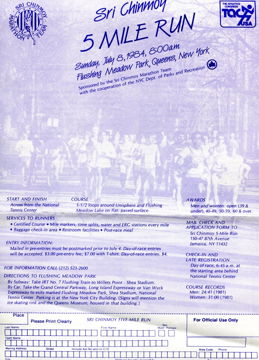 The Sri Chinmoy 5 Mile Run, July 8, 1984
