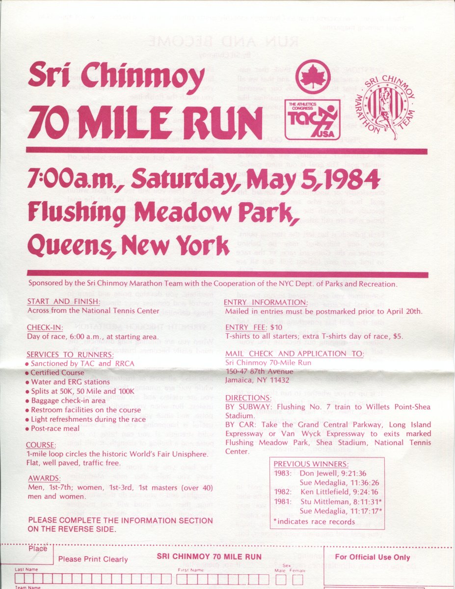 The Sri Chinmoy 70 Mile Race, May 5, 1984