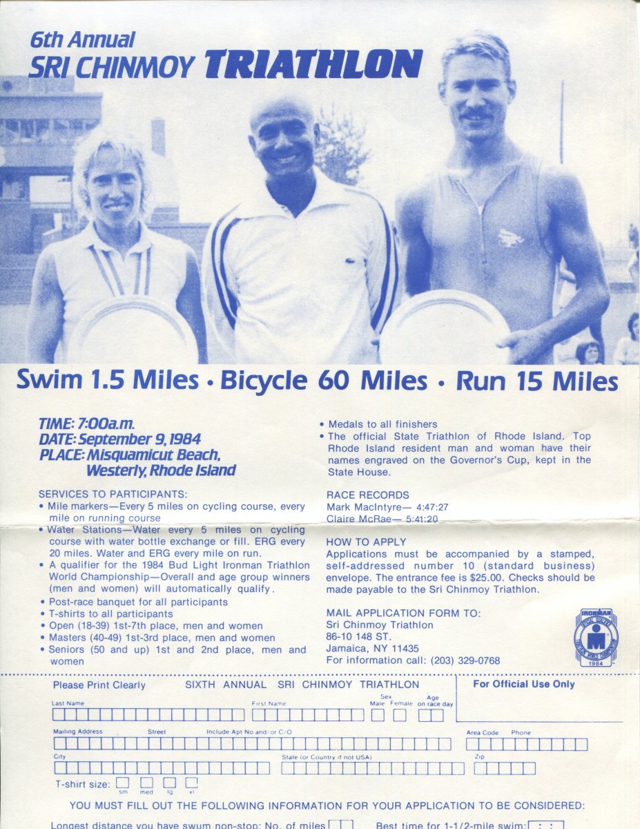 The Sri Chinmoy Triathlon, Misquamicut Beach, RI, September 9, 1984